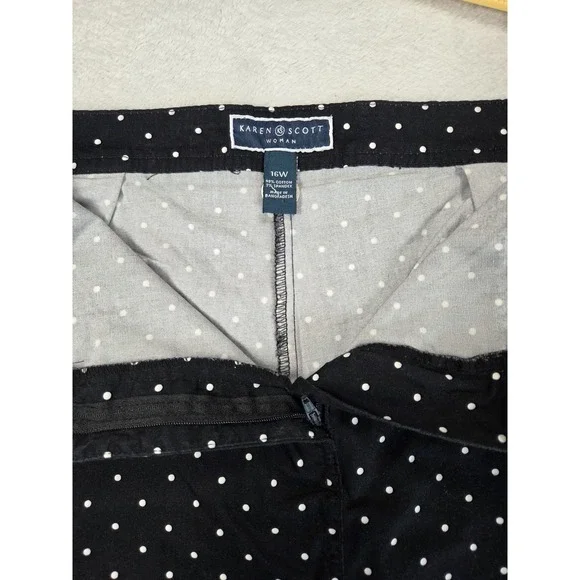 Karen Scott Woman 16W Black Polka Dot Skort Skirt Shorts Plus Size Summer - Picture 2 of 8